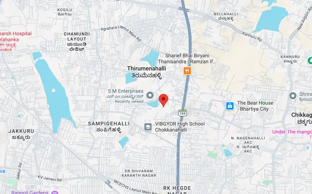 L&T Realty Jakkur location map, Thanisandra Main Road, Jakkur